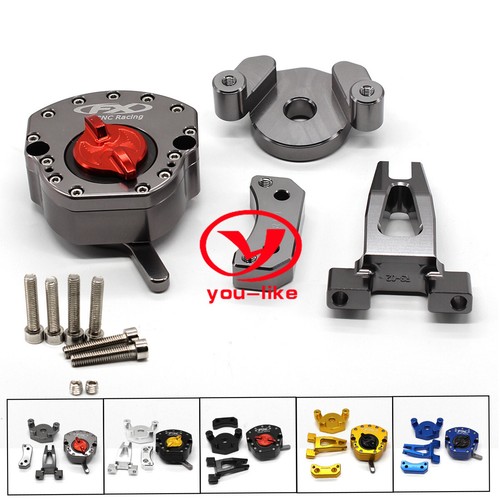 For YAMAHA YZF R25 YZF R3 14-2016 CNC Mounting Kit Mount & Steering Damper Blue - Foto 7 di 12