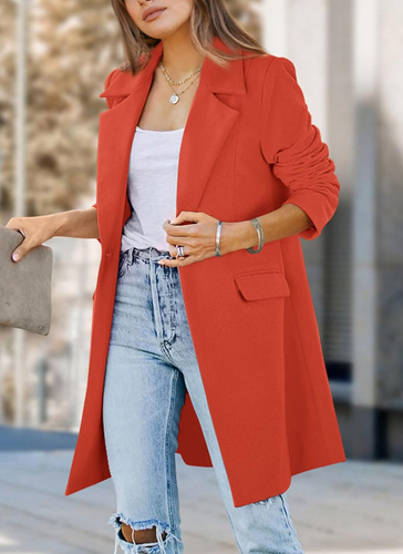 Women'S 2025 Spring Fall Long Blazer Jackets Long Sleeve Lapel Pockets Loose Fit - Picture 6 of 8