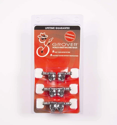 Grover 103C Original “Milk Bottle” Rotomatic Tuners 3 +3 Chrome Finish w/Pearlo