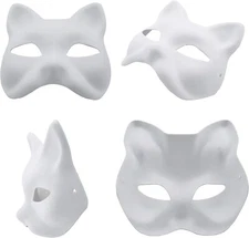 3/6*Fox Mask DIY Paintable Cosplay Accessories Mask for Party Masquerade Costume