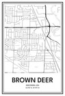 Brown Deer, WI, USA - Modern Minimalist Street Map Poster