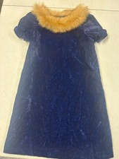 JANIE AND JACK CRUSHED VELVETEEN FAUX FUR COLLAR PARTY DRESS GIRLS SZ 8