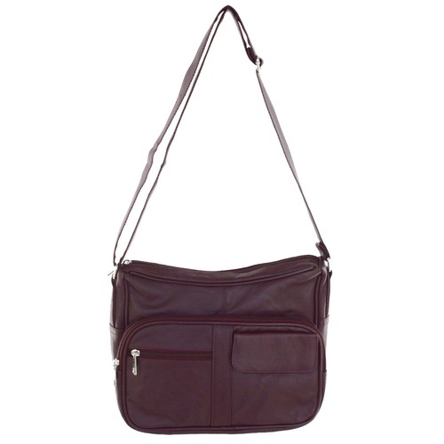 Genuine Leather Medium Shoulder Hobo Cross Body Organizer Handbag Wine - Bild 7 von 7