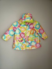 GIRLS CARTERS YELLOW PINK BLUE CIRCLE FLOWER FLORAL LINED RAIN JACKET COAT S 4