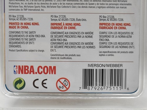 Figura de colección Chris Webber Allen Iverson NBA RARA NUEVA 2003 - Imagen 5 de 5