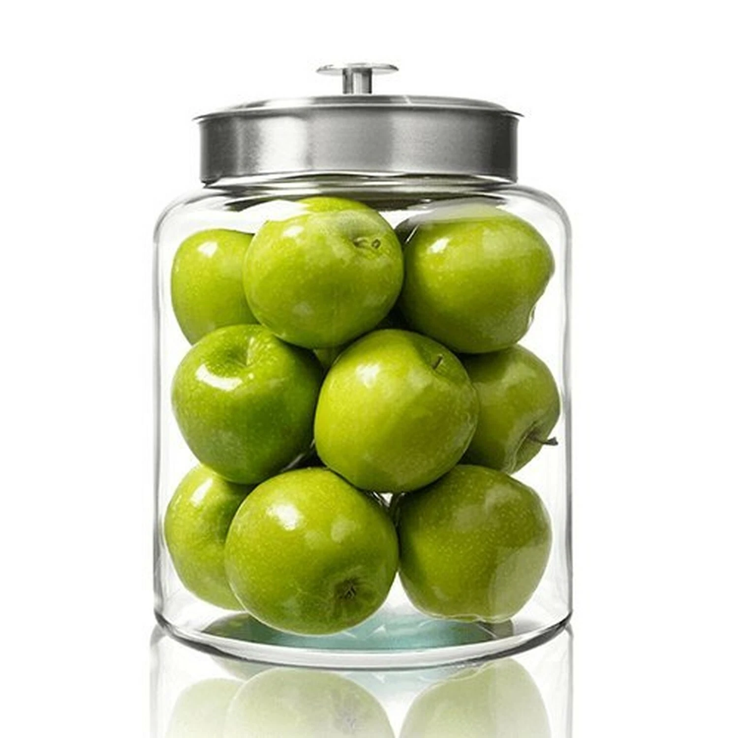 Anchor Hocking 2.5 Gallon Montana Glass Jar with Fresh Seal Lid, Brushed Meta...