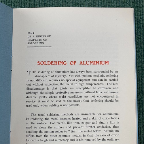 1940s Engineering Guide “Soldering Of Aluminium” Technical Leaflet No. 2 Vintage - Bild 4 von 4
