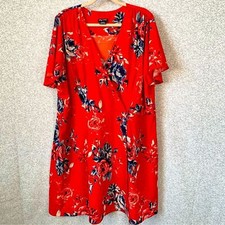 CITY CHIC Women's Plus Size Red Faux Wrap Short Sleeve Dress XXL (24) #509
