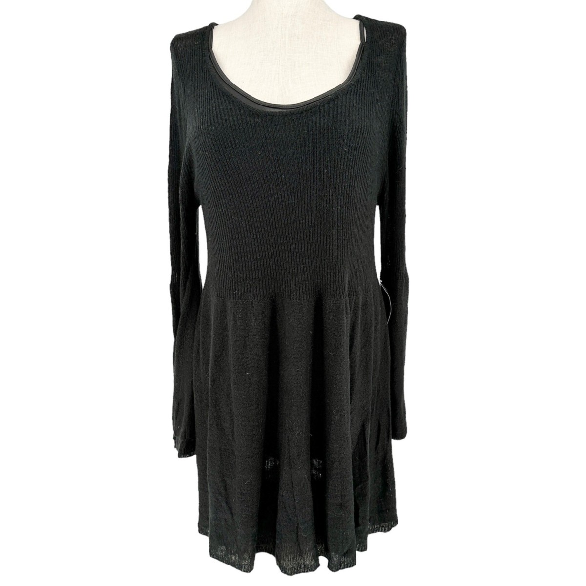 Venus Sweater Dress Womens 2X Black Camisole Lining Bell Sleeves