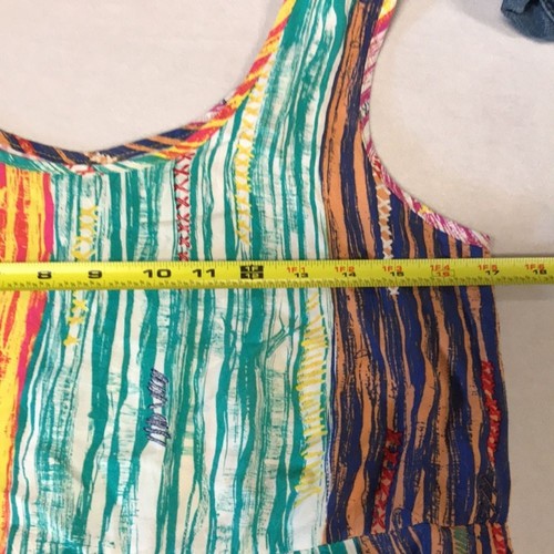 Jams world dress women S midi striped Rainbow tank sleeveless pockets back slit - Picture 5 of 10
