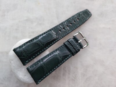 21mm/18mm Green Alligator Crocodile Print Leather Watch Strap Band