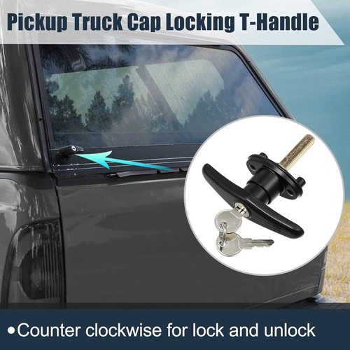 2x Rear Fixing Canopy T Lock Handle Black Metal for Ute Canopies Locking w/ Key - Picture 5 of 9