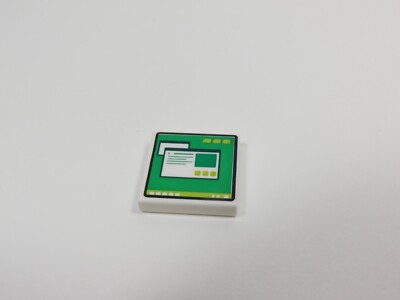 LEGO White 2x2 Printed Smooth Tile Green Email Computer Minifig M12