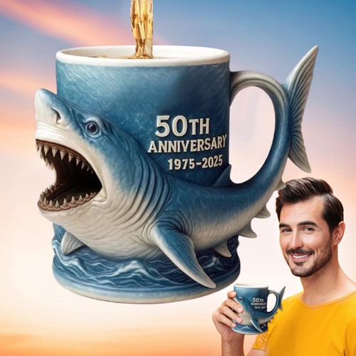 Jaws 50th Anniversary Mug 3D Naked-eye Beer Tumbler Film Memorabilia Mug Gifts - Picture 5 of 15