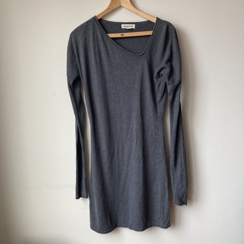 Zoe & Layla Women S Small Gray Sweater Dress Long Sleeves Asymmetrical Neck NEW
