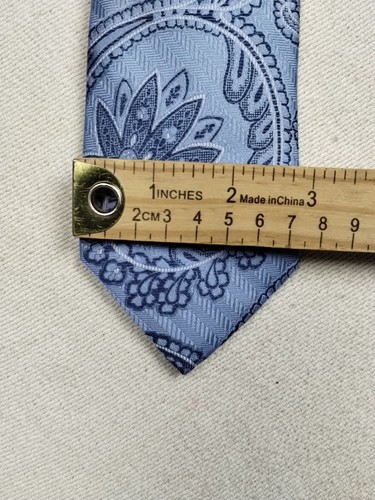 The Tie Bar lotto di 3 cravatte uomo 100% pura seta blu nero motivi broccato - Foto 8 di 9