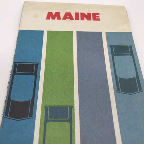 1962 MAINE Road Map CITIES SERVICE Birthday Christmas Gift VTG MCM Blue Green - Picture 2 of 5