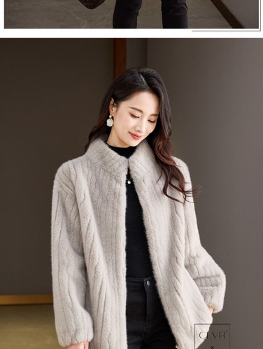 Winter Mink Fur Coat Stand Collar Womens Warm Zipper Collar Imitation Mink Coat - Picture 16 of 29