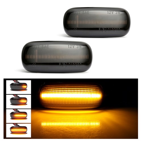 2x Flowing Dynamic LED Marker Signal Light Indicator Smoked For Audi A4 S4 B6 - 第 10/12 張圖片
