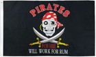 "Pirates For Hire" flag 3x5 ft polyester banner sign skull skeleton sword rum
