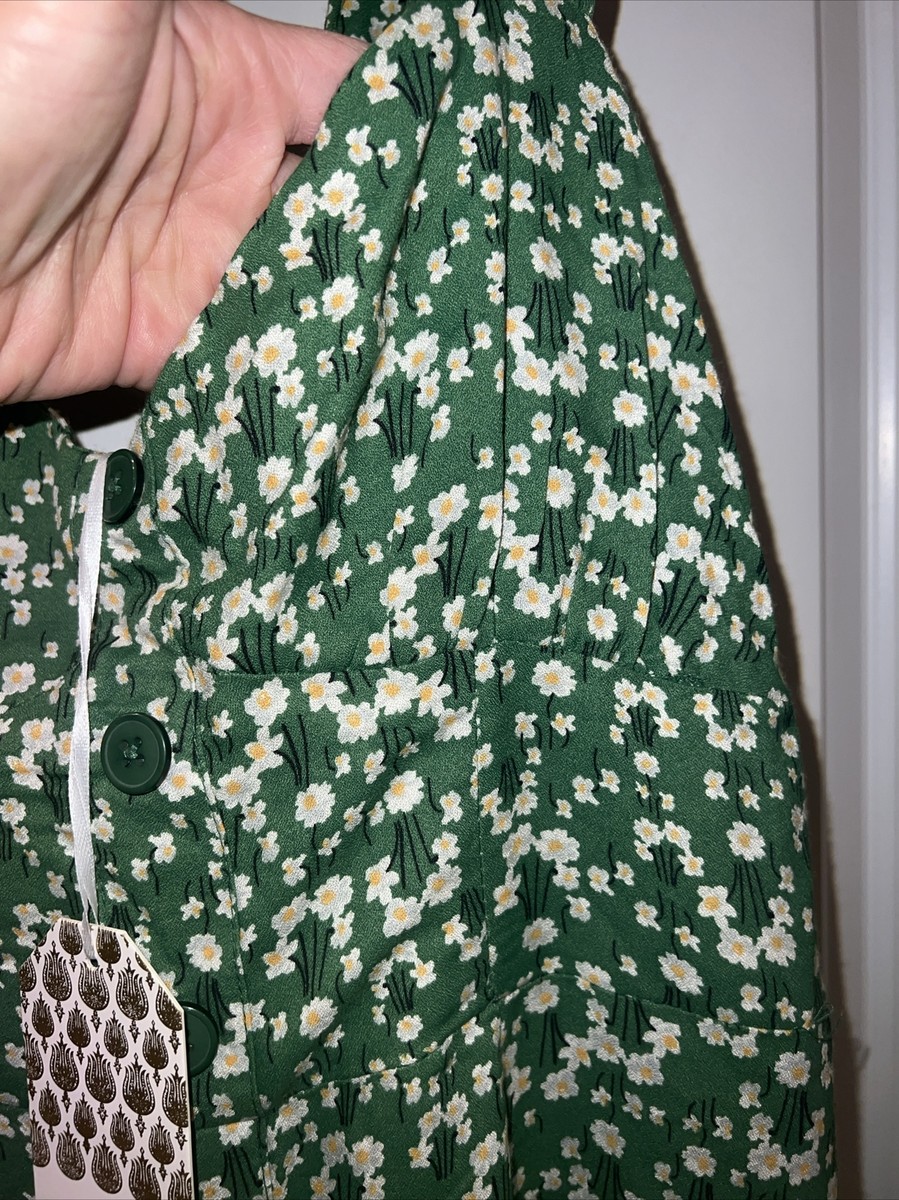 Beyond Words Summer Dress Size Large Green Floral | eBay