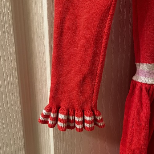 Mini Boden Long Sleeve Sweater Dress Striped Ruffle Neck Cuffs Girls Size 7-8 - Picture 7 of 18