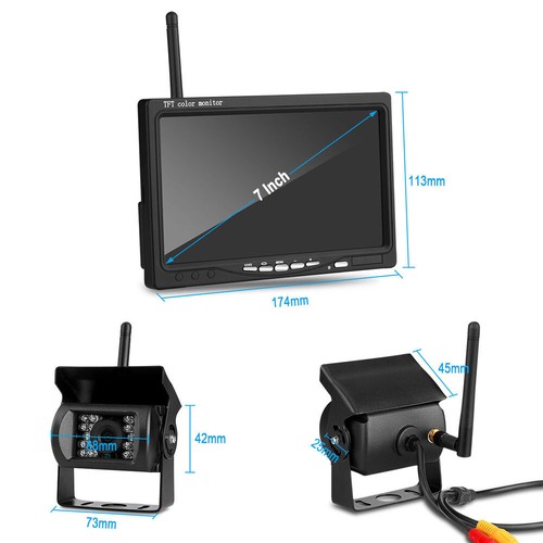 Wireless Backup Camera and 7" HD Rear View Monitor Kit for 12V-24V RV Truck BUS - Picture 20 of 23