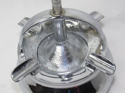 Vintage Textile Machine Works Push Down Industrial Metal Ashtray - Silver - Picture 3 of 8