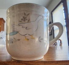 Marmalade Cups (pairs) 8 oz. Goose Heart International Stoneware Ivory Blue !