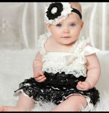 Baby girl first birthay lace romper for cakesmash photoshoot 2 pcs