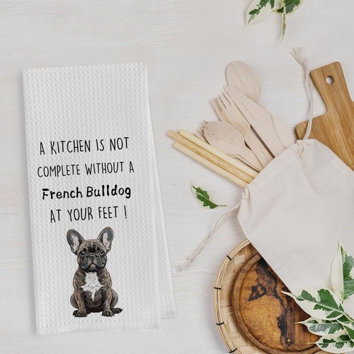 French Bulldog Kitchen Towels 16x24 Set of 2 Funny French Bulldog Gifts Set - Picture 2 of 5