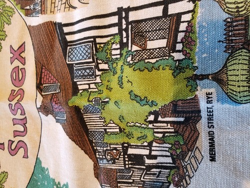 Asciugamano da tè inglese vintage "Beauty Spots of Sussex" 20" x 28" - Foto 9 di 15