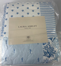 Laura Ashley Since 1953 -One Twin Quilt,One Standard Pillow Sham - Blue/White