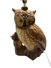 1981 OWL LAMP..CHALKWARE..OWL AND OWLET ON BRANCH..GLASS EYES