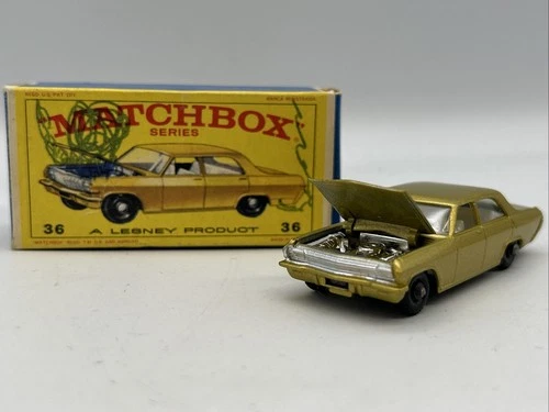 MTB- Vintage Matchbox Lesney #36 OPEL DIPLOMAT Gold Diecast w/ Original Box