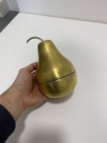 Teghini Firenze Small Pear Ice Bucket Brass Aluminium Steel Drinks 1960s Vintage - Picture 7 of 12