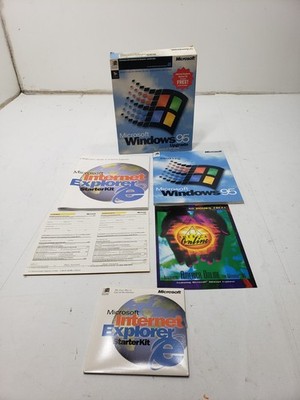 Vintage Microsoft Windows 95 Upgrade CD-ROM Complete Big Box IE Starter Kit