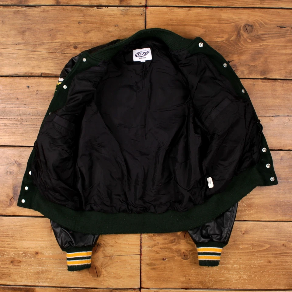 Vintage Neff Varsity Jacket S Bomber Letterman Green - Image 4 of 4