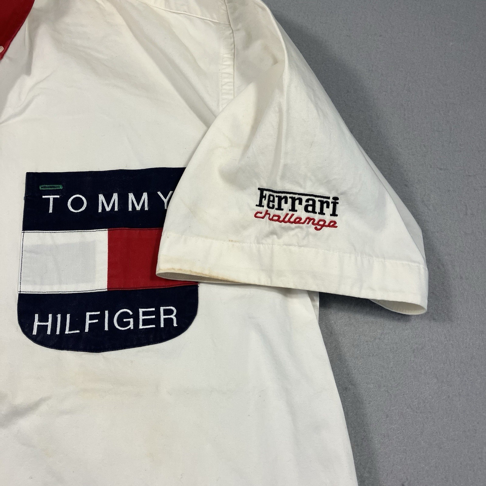 Vtg Ferrari  Challenge Button Shirt Mens L Tommy Hilfiger Embroidered Collection image 5