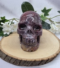 Calavera de ágata mexicana grande tallada a mano calavera de cristal encaje rojo ágata decoración gótica
