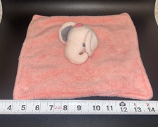 Pink Elephant Security Blanket Lovey w/ Bow Plush Stuffed Baby Animal Baby Toy