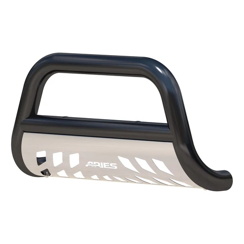 Aries B35-8000 3" Black Steel Bull Bar Brush Guard W/ Stainless Steel Skid Plate