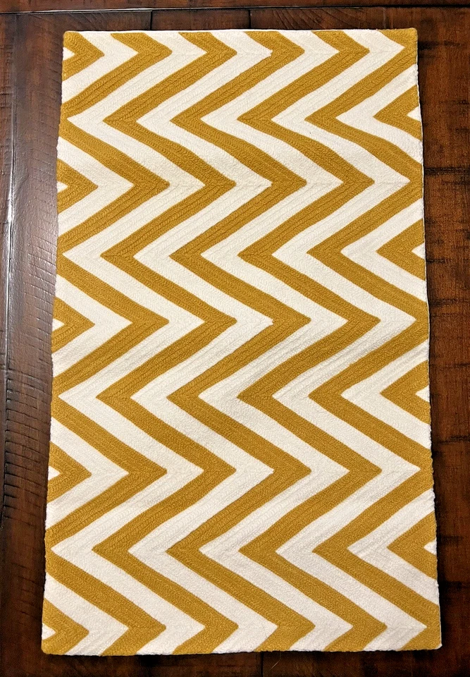 NEW Pottery Barn Chevron Crewel Embroidered Lumbar Pillow Cover Fall Honey Gold - Image 2 of 4