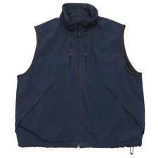 Eddie Bauer Mens Performance Vest L Blue Nylon Fleece Lined Zippered Pockets