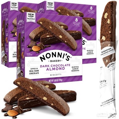 Dark Chocolate Almond Biscotti Italian Cookies - 3 Boxes Dark Chocolate Cookies