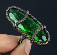 Peridot Handmade Gemstone Copper Wire Wrap Ring Jewelry Gift For Love