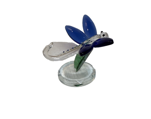 *Crystal Glass Blue Standing Dragonfly Figurine 3" - Picture 6 of 9