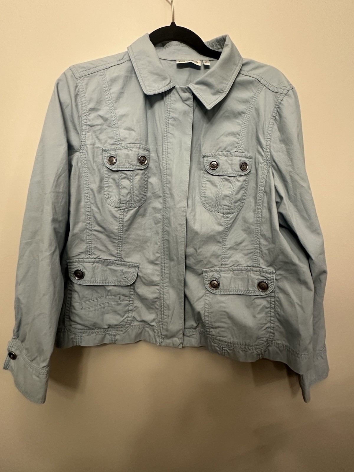 Cold Water Creek Light Weight Baby Blue Zip Jacket Size L