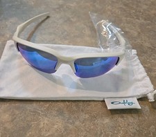    Oakley FLAK BETA Matte White Frame Sapphire Iridium Lens Sunglasses 9363-1564