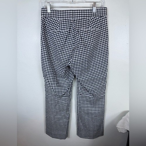 J Crew Hayden Linen Blend Cropped Gingham Check Navy White Pant Size 2 NWT - Picture 2 of 8